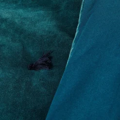 Couvre-Lit*alinea Édredon en velours de coton 100x180cm piquage pompons - Bleu