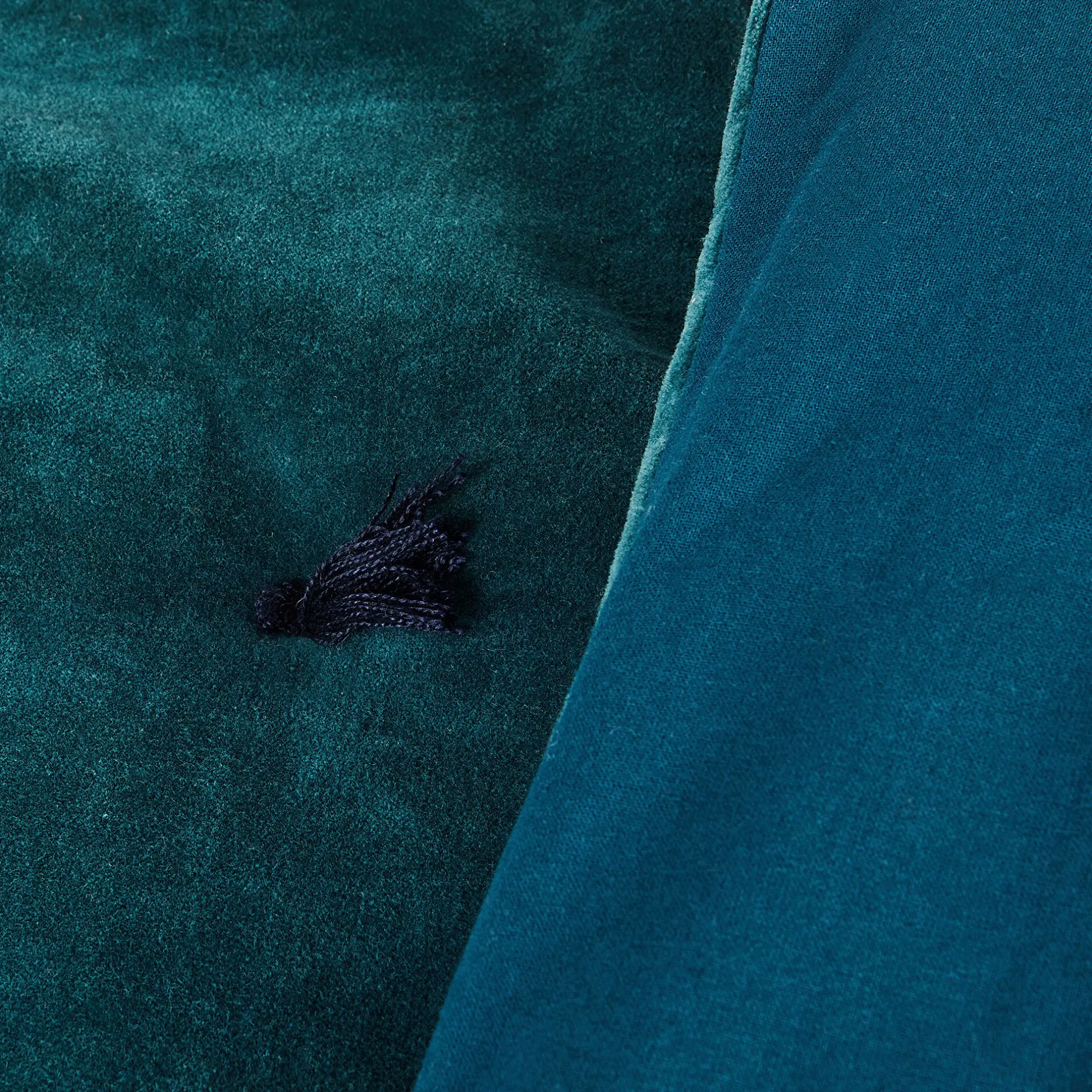 Couvre-Lit*alinea Édredon en velours de coton 100x180cm piquage pompons - Bleu