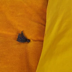 Couvre-Lit*alinea Édredon en velours de coton 100x180cm piquage pompons - Jaune