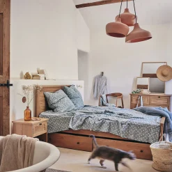 Couvre-Lit*alinea Édredon finition croquet en coton 100x180cm - Bleu