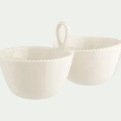 Plat Et Vaisselle Apéro*alinea Duo de bols apéritifs en porcelaine D12xL23,8cm - ventoux Blanc