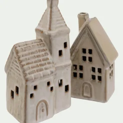 Décoration De La Table De Noël|Objet Décoratif De Noël*alinea Eglise décorative à poser lumineuse en porcelaine - Beige