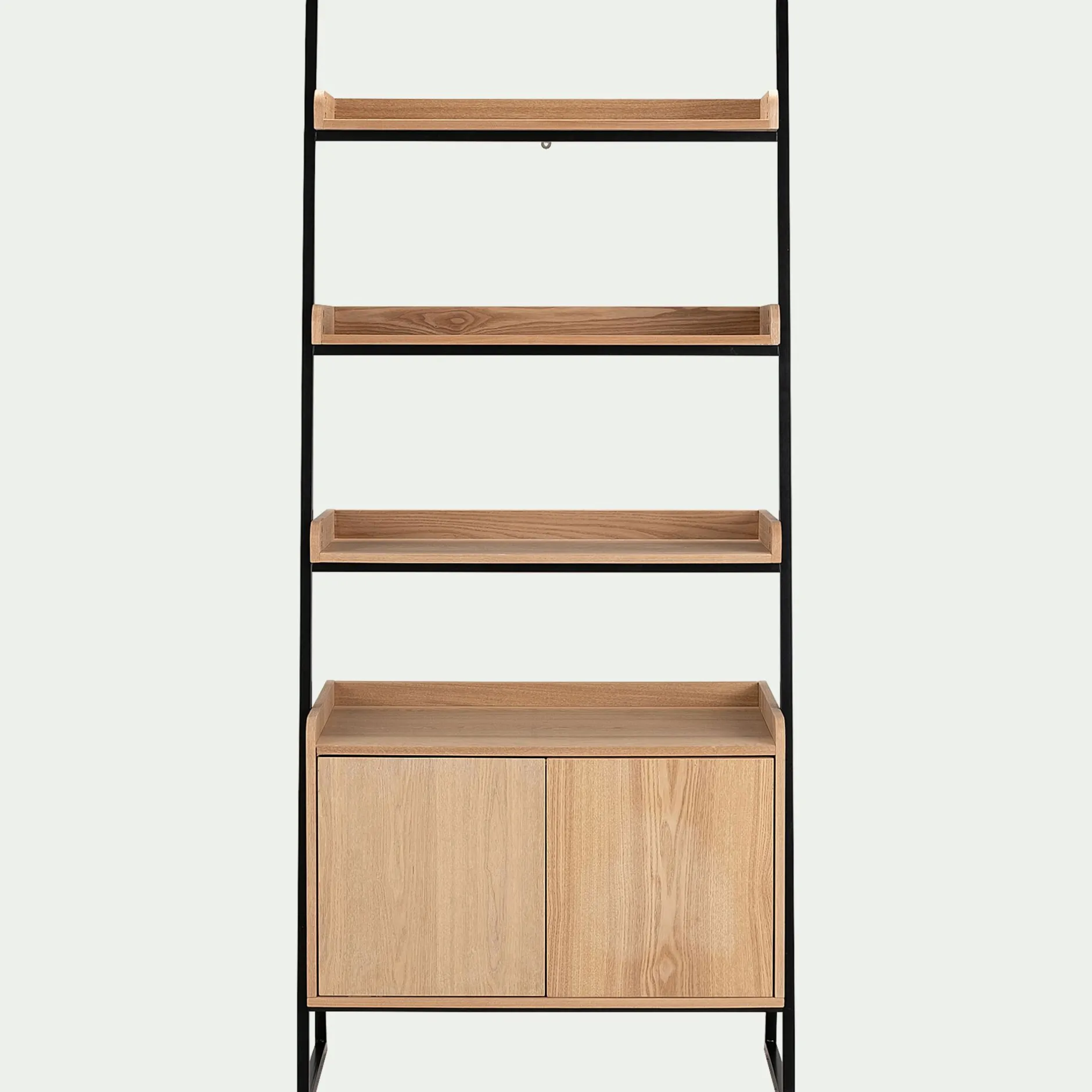 Bibliothèque Et Étagère*alinea Etagère 3 tablettes et caisson plaquée frêne et métal noir - L80cm Bois clair