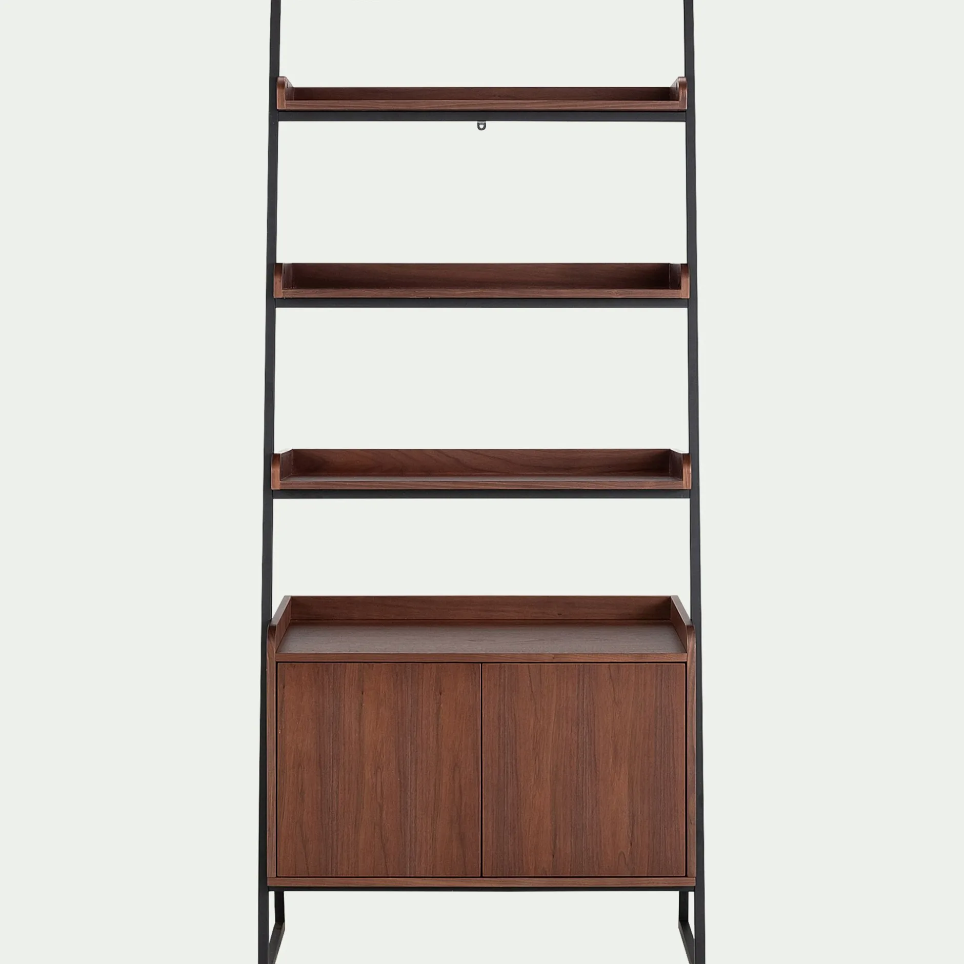 Bibliothèque Et Étagère*alinea Etagère 3 tablettes et caisson plaquée noyer et métal noir L80cm Bois foncé