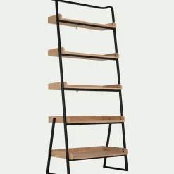 Bibliothèque Et Étagère*alinea Etagère 5 tablettes plaquée frêne et métal noir - L80cm Bois clair