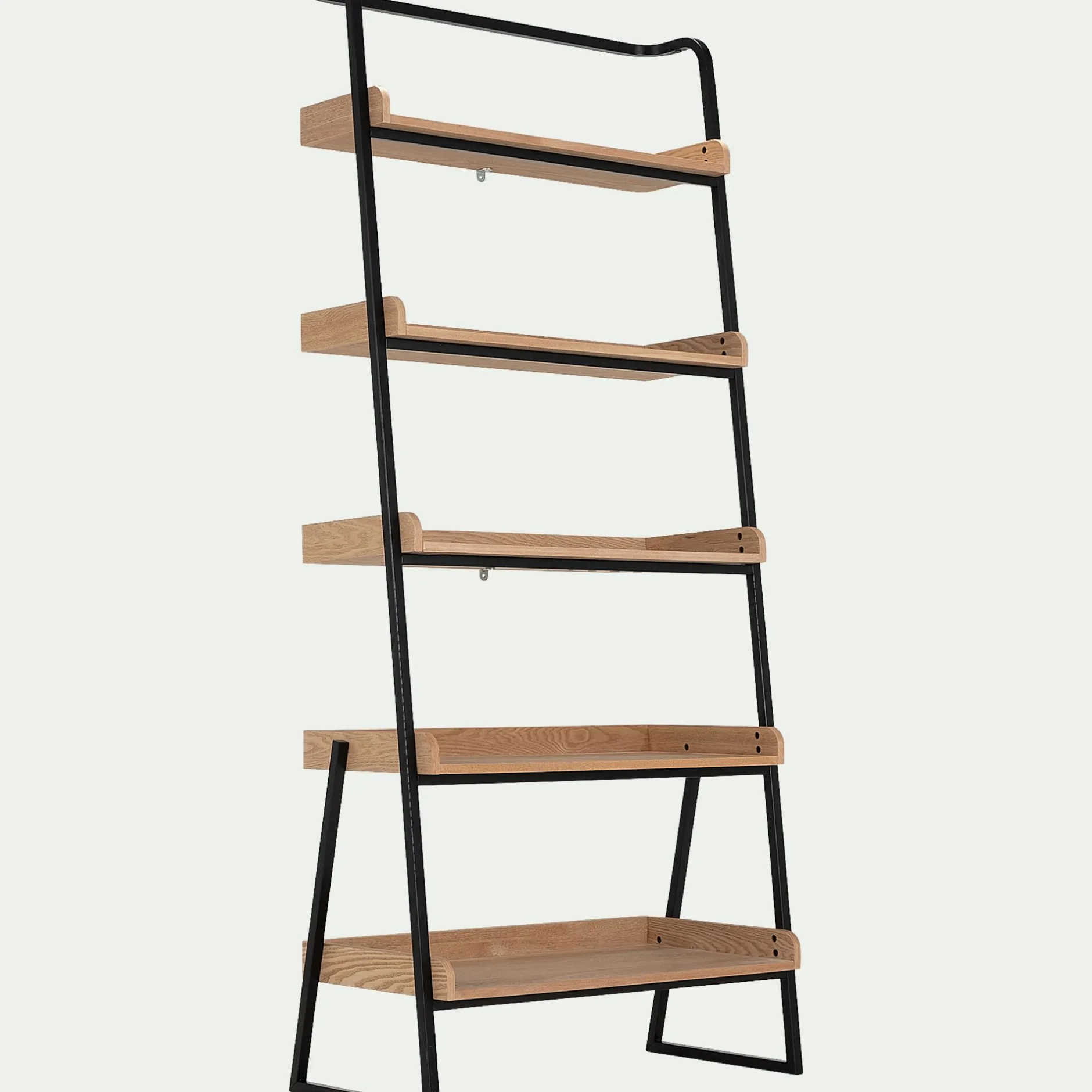 Bibliothèque Et Étagère*alinea Etagère 5 tablettes plaquée frêne et métal noir - L80cm Bois clair