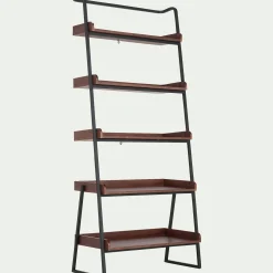 Bibliothèque Et Étagère*alinea Etagère 5 tablettes plaquée noyer et métal noir - L80cm Bois foncé