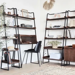 Bibliothèque Et Étagère*alinea Etagère 5 tablettes plaquée noyer et métal noir - L80cm Bois foncé