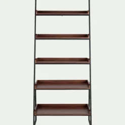 Bibliothèque Et Étagère*alinea Etagère 5 tablettes plaquée noyer et métal noir - L80cm Bois foncé
