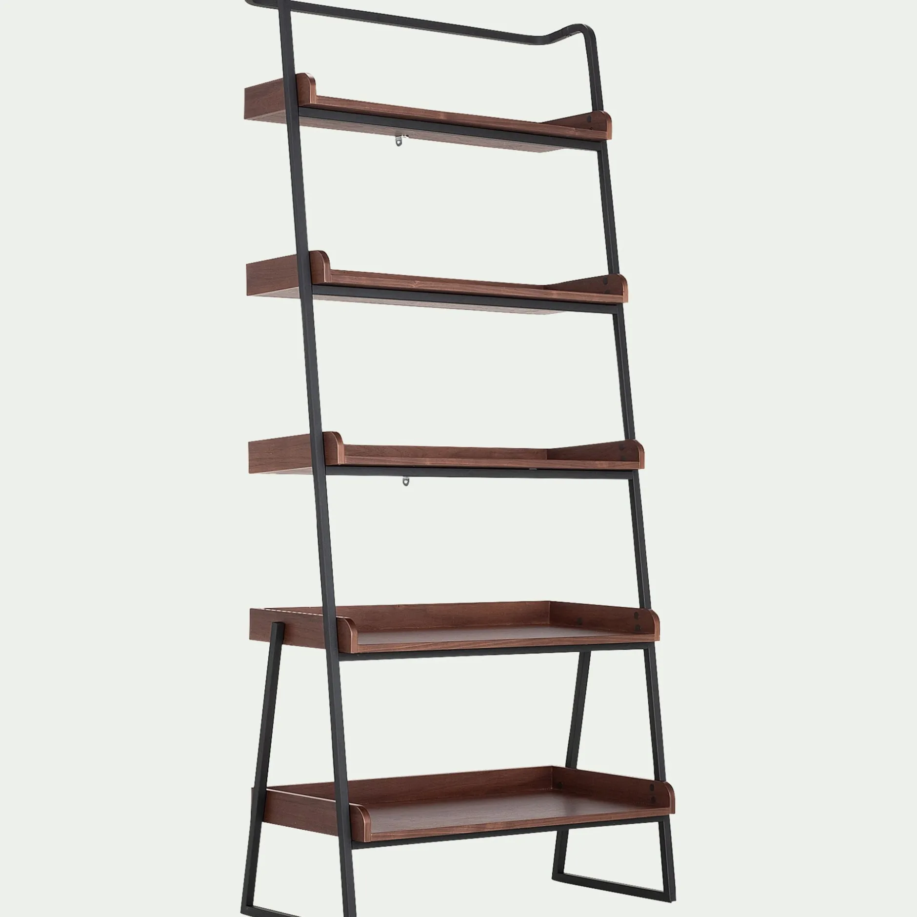 Bibliothèque Et Étagère*alinea Etagère 5 tablettes plaquée noyer et métal noir - L80cm Bois foncé