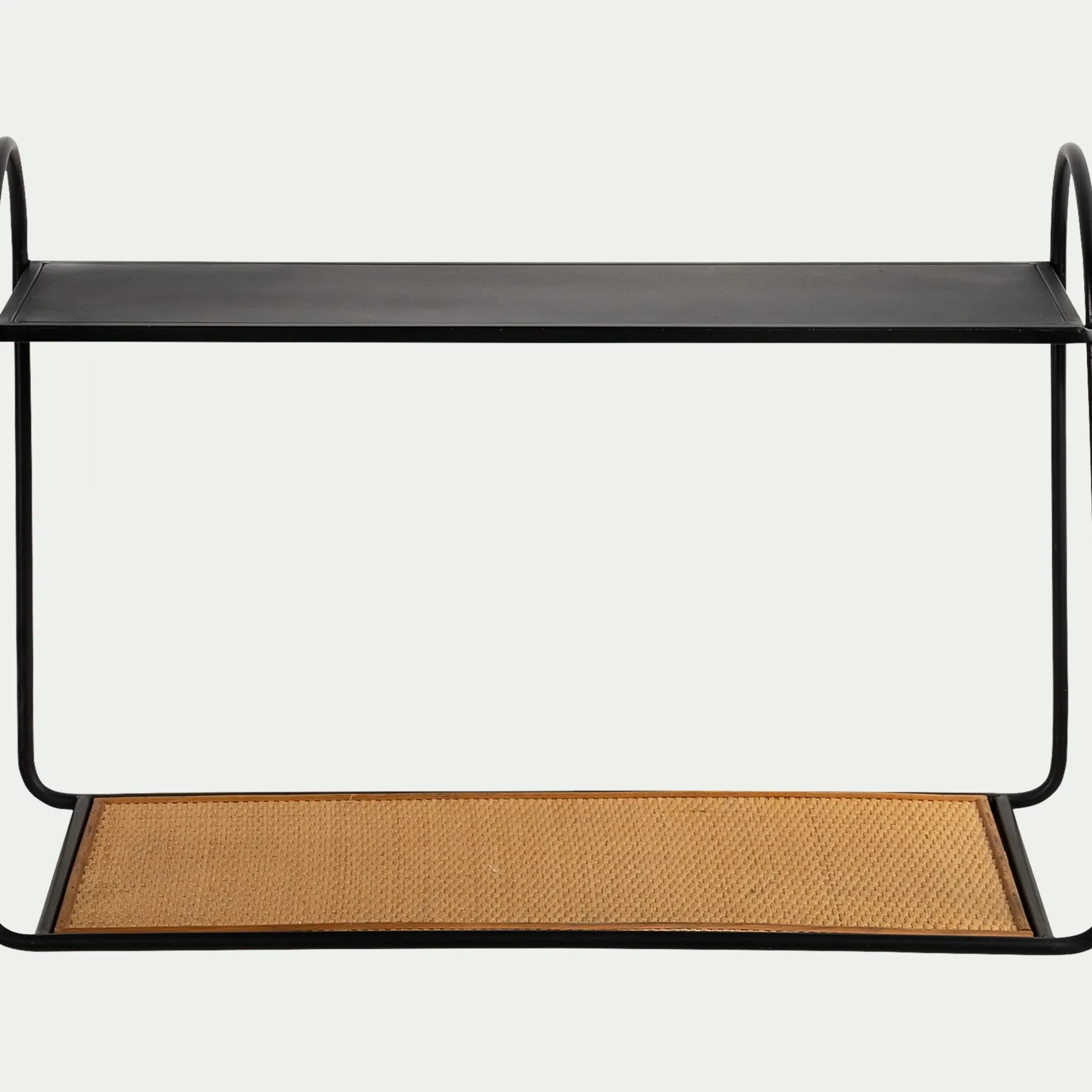 Étagère Murale*alinea Etagère murale en rotin et métal - noir L63,5xl28xH43cm