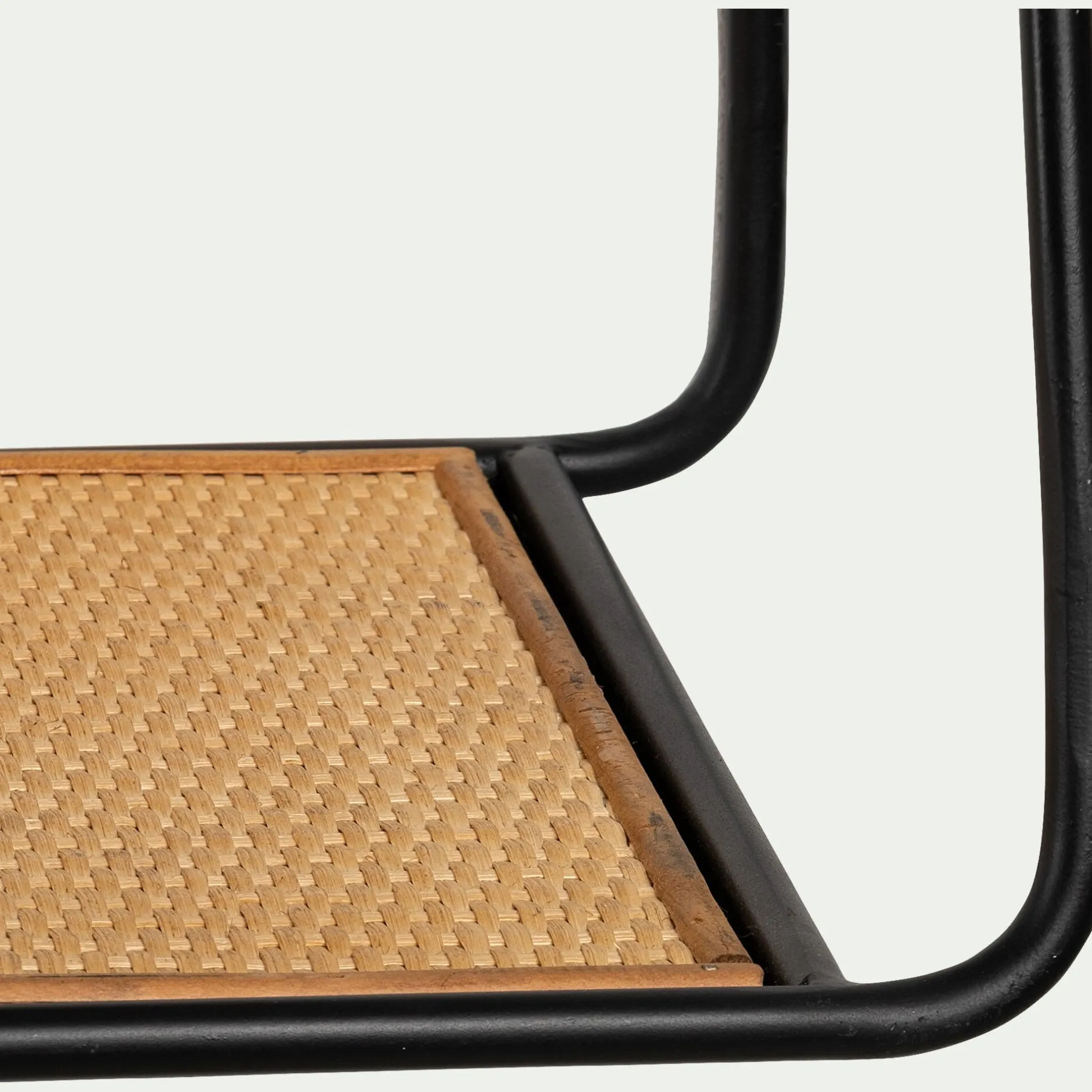 Étagère Murale*alinea Etagère murale en rotin et métal - noir L63,5xl28xH43cm