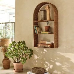 Étagère Murale*alinea Etagère murale en rotin L40xH72cm - Naturel