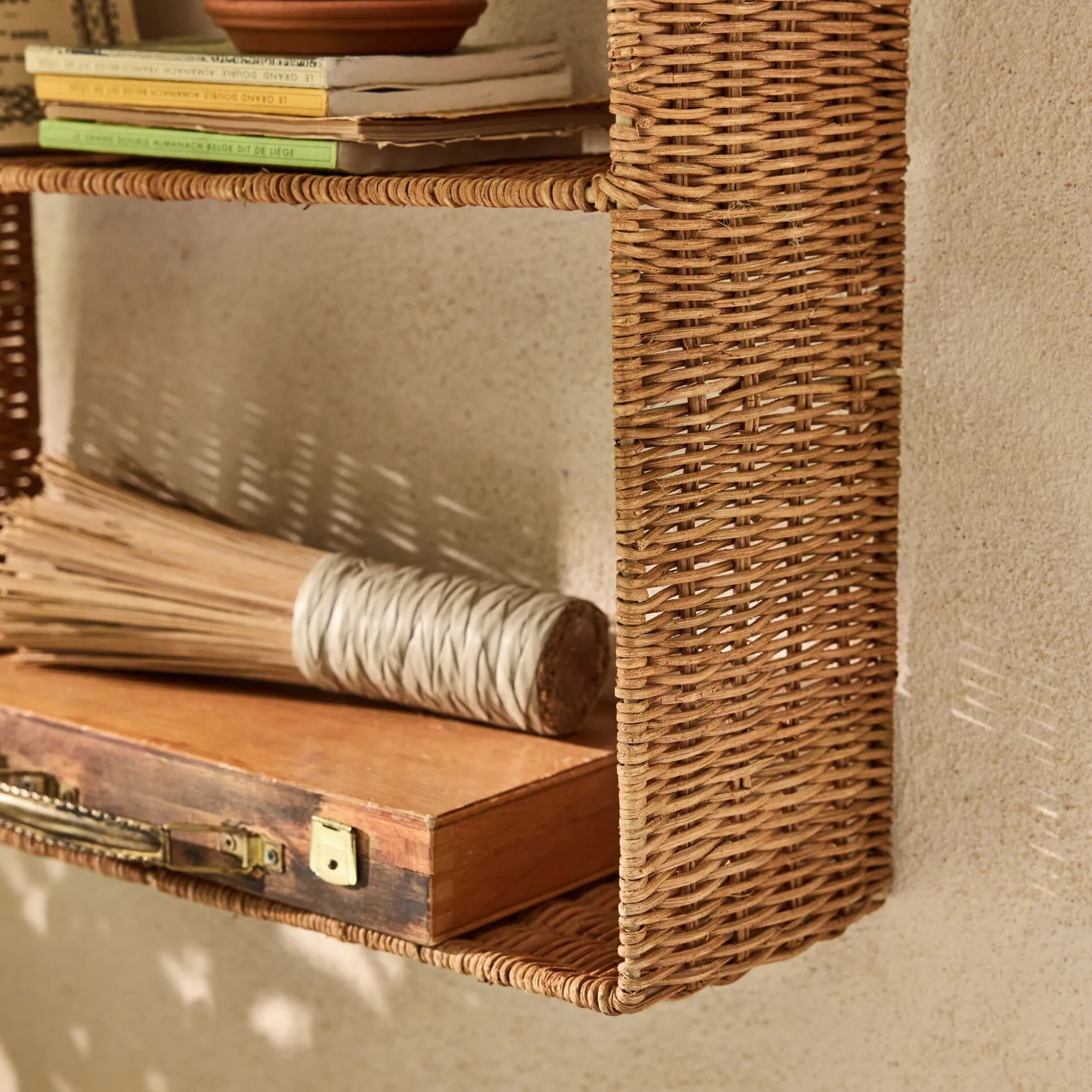 Étagère Murale*alinea Etagère murale en rotin L40xH72cm - Naturel