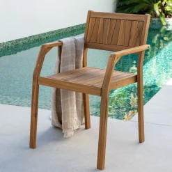 Chaise De Jardin*alinea Fauteuil de jardin avec accoudoirs en acacia huilé - Bois clair