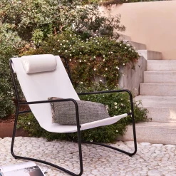 Pouf Exterieur|Fauteuil De Jardin*alinea Fauteuil de jardin en acier et coton - Blanc