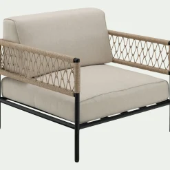 Pouf Exterieur|Fauteuil De Jardin*alinea Fauteuil de jardin en acier et corde - Beige