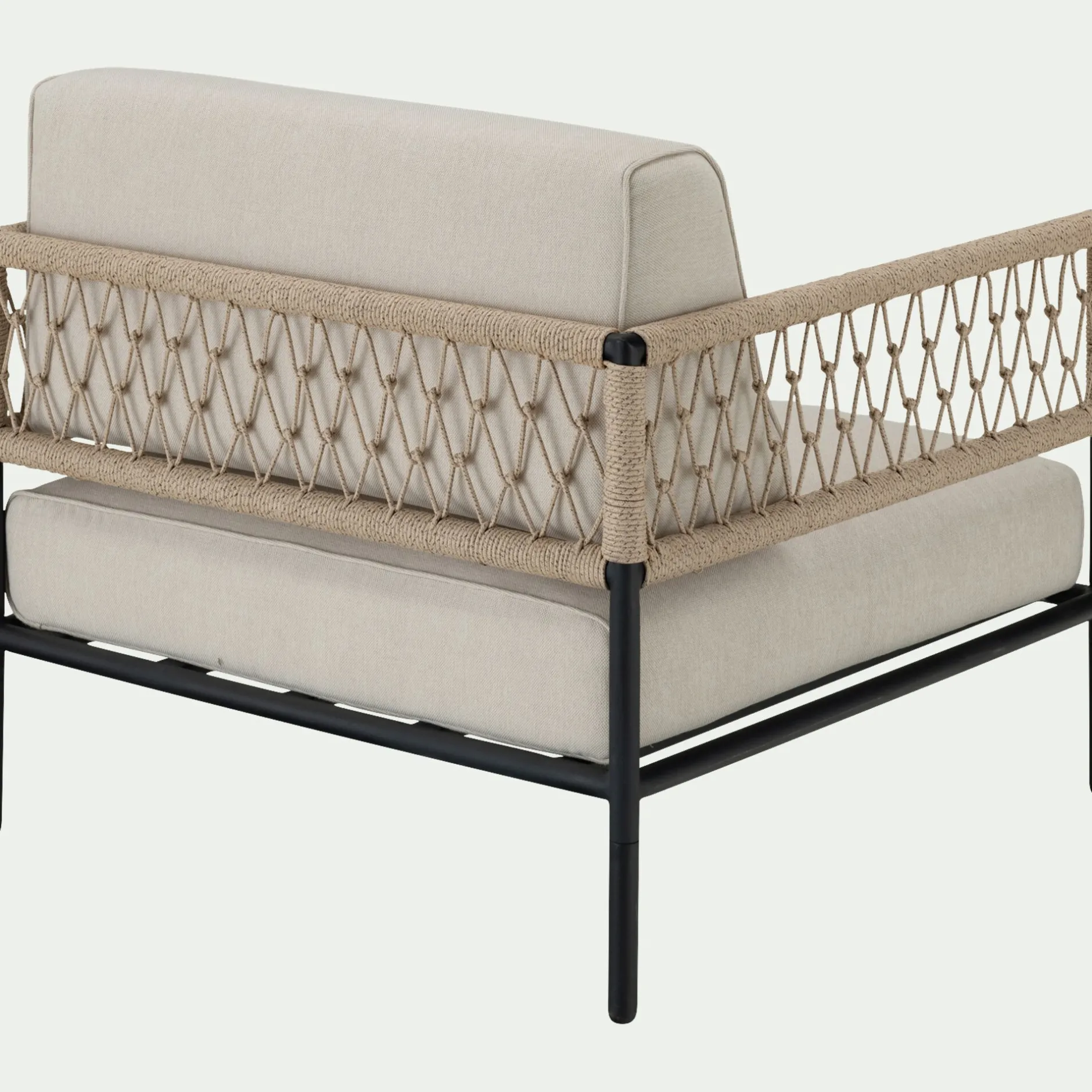 Pouf Exterieur|Fauteuil De Jardin*alinea Fauteuil de jardin en acier et corde - Beige