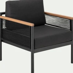 Pouf Exterieur|Fauteuil De Jardin*alinea Fauteuil de jardin en aluminium et corde - Noir