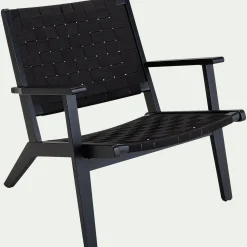 Pouf Exterieur|Fauteuil De Jardin*alinea Fauteuil de jardin en bois d'eucalyptus et polyester - Noir