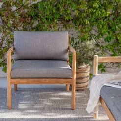 Pouf Exterieur|Fauteuil De Jardin*alinea Fauteuil de jardin en teck recyclé - gris