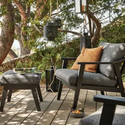 Salon De Jardin Bois*alinea Fauteuil de jardin et repose-pieds en bois d'eucalyptus - Noir