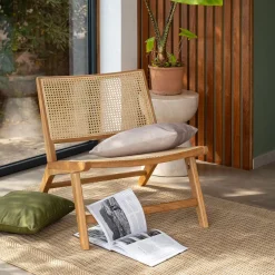 Fauteuil*alinea Fauteuil en chêne et rotin - Bois clair