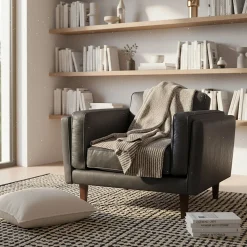 Fauteuil*alinea Fauteuil en cuir de vachette Noir