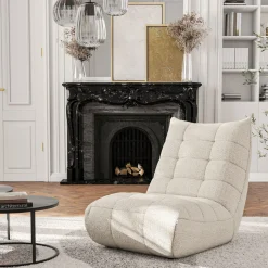 Fauteuil|Canapé Modulable*alinea Fauteuil en tissu bouclette - écru Blanc
