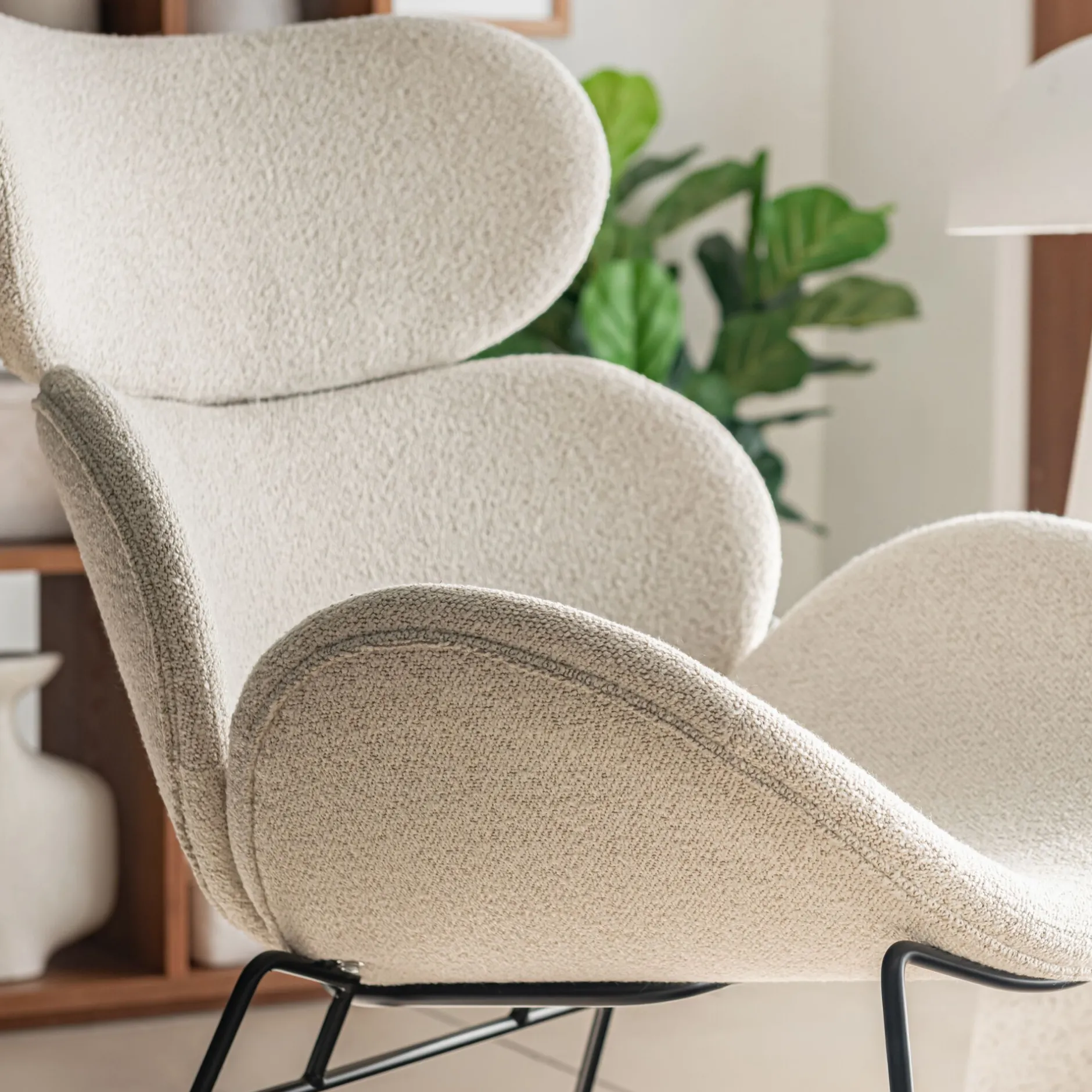 Fauteuil*alinea Fauteuil en tissu bouclettes - Beige