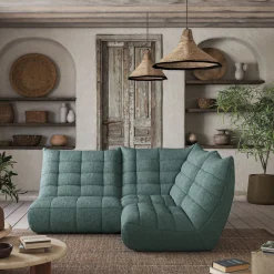 Fauteuil*alinea Fauteuil en tissu chenille - calaluna Bleu