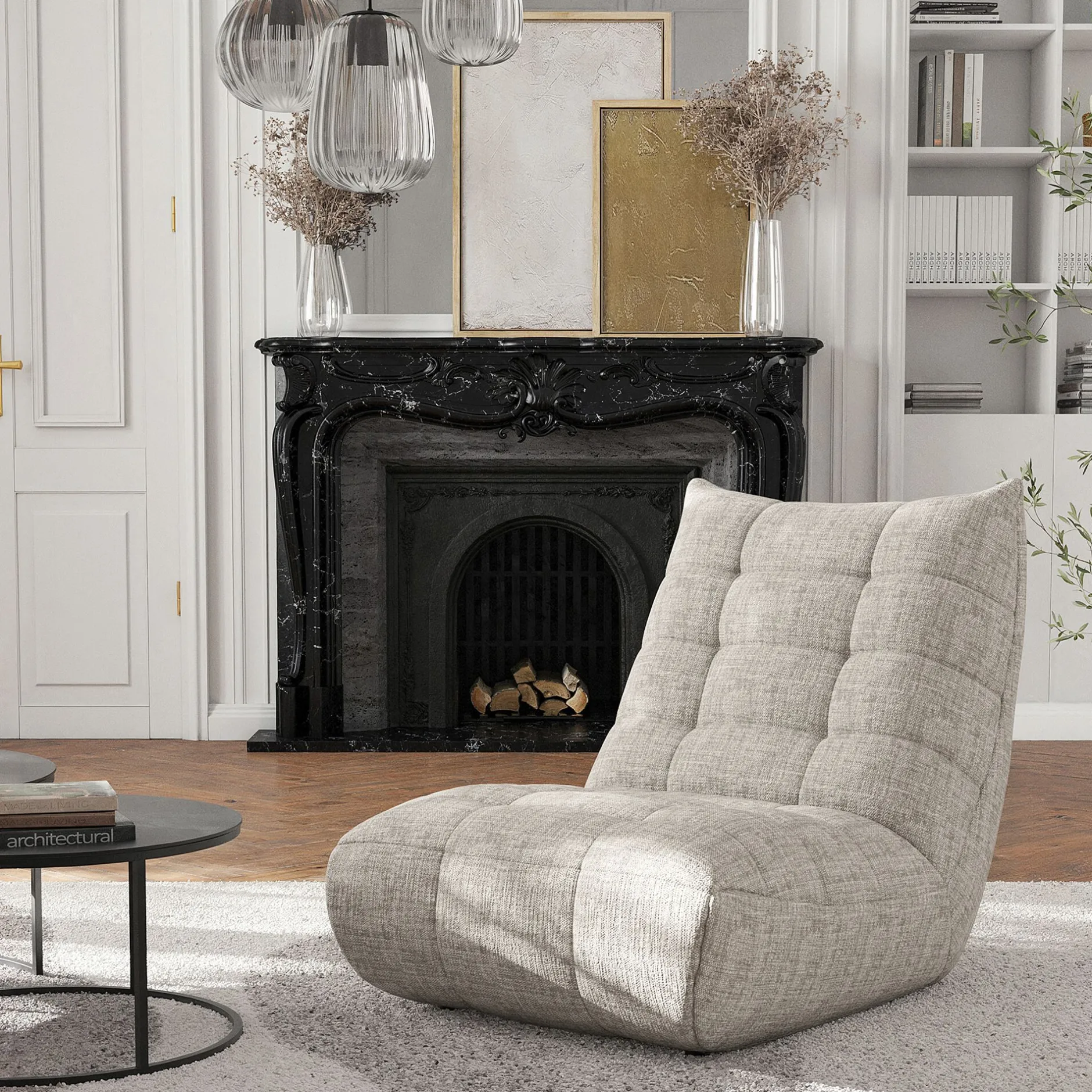 Fauteuil*alinea Fauteuil en tissu chenille - roucas Beige