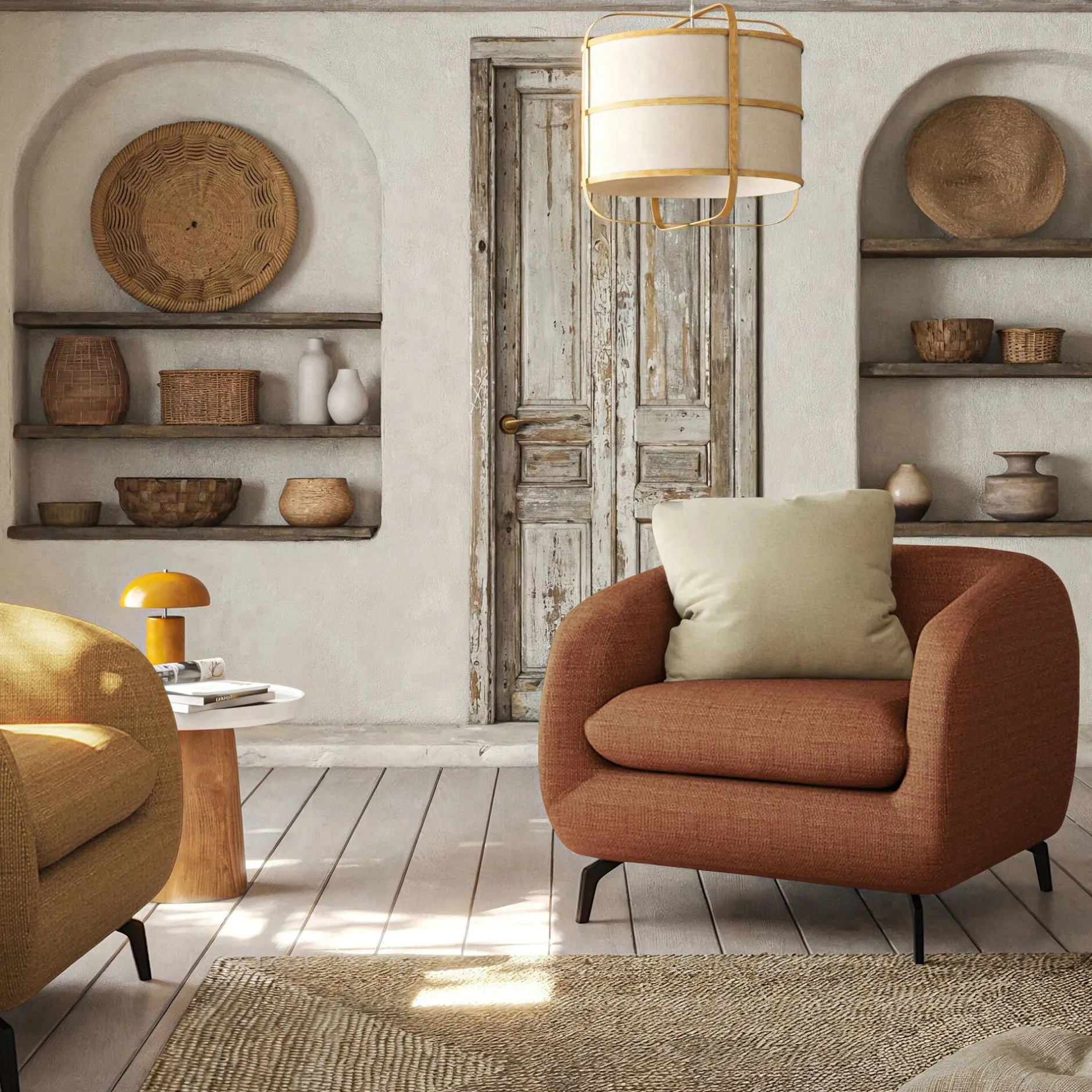 Fauteuil*alinea Fauteuil en tissu doux tramé - brun rustrel Marron