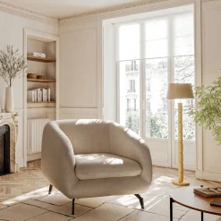 Fauteuil*alinea Fauteuil en tissu doux tramé - Beige