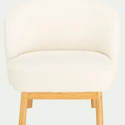 Fauteuil*alinea Fauteuil en tissu effet moutonné et piétement en hévéa - capelan Blanc