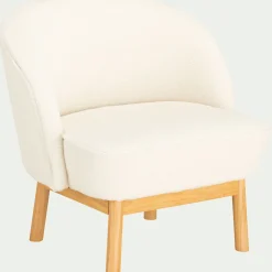 Fauteuil*alinea Fauteuil en tissu effet moutonné et piétement en hévéa - capelan Blanc