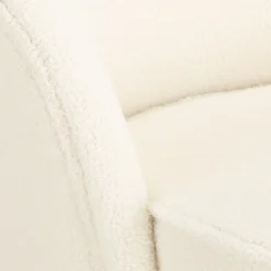 Fauteuil*alinea Fauteuil en tissu effet moutonné et piétement en hévéa - capelan Blanc