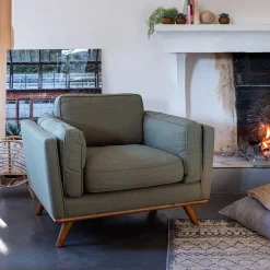 Fauteuil*alinea Fauteuil en tissu kaki cèdre Vert