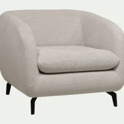 Fauteuil*alinea Fauteuil en tissu tramé piétement noir - roucas Beige