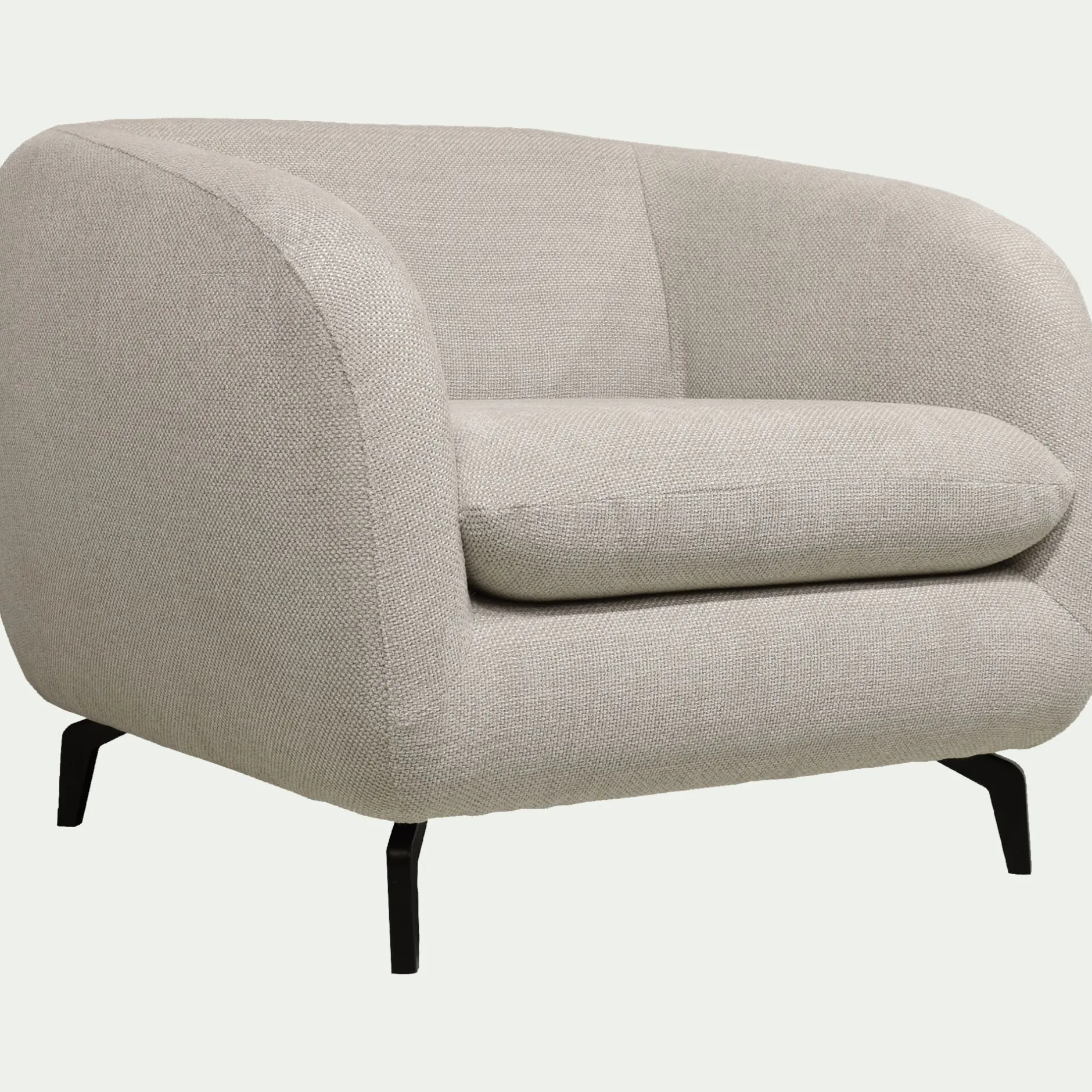 Fauteuil*alinea Fauteuil en tissu tramé piétement noir - roucas Beige