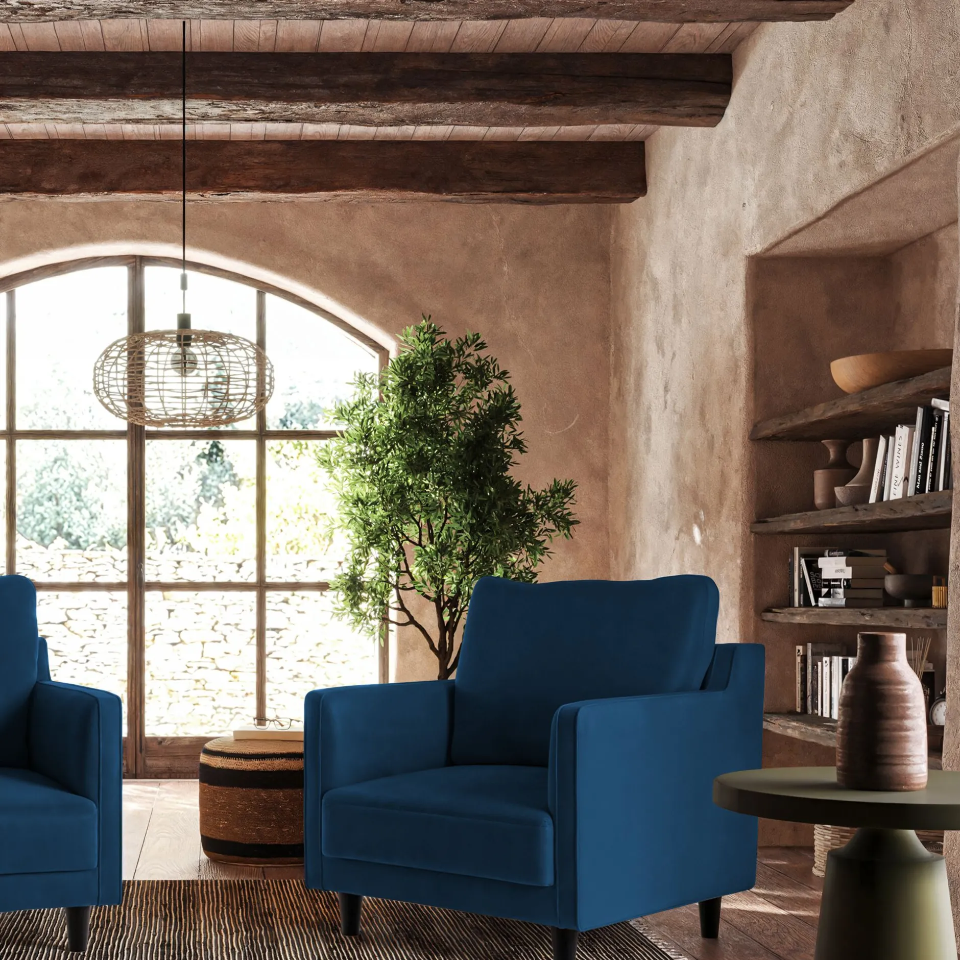 Fauteuil*alinea Fauteuil en tissu velvet - foncé Bleu