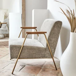 Fauteuil*alinea Fauteuil en velours - brun châtaigner Marron