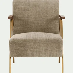 Fauteuil*alinea Fauteuil en velours - brun châtaigner Marron