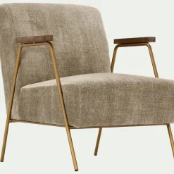 Fauteuil*alinea Fauteuil en velours - brun châtaigner Marron