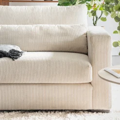 Fauteuil|Petit Canapé*alinea Fauteuil en velours côtelé Azores - Beige