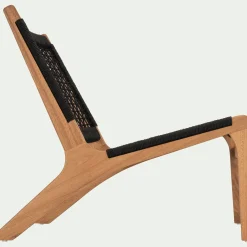 Pouf Exterieur|Transat Et Chaise Longue*alinea Fauteuil et repose pied en eucalyptus - Noir