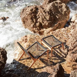 Pouf Exterieur|Transat Et Chaise Longue*alinea Fauteuil et repose pied en eucalyptus - Noir