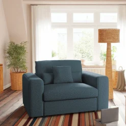 Fauteuil|Petit Canapé*alinea Fauteuil fixe en tissu bouclette - Bleu