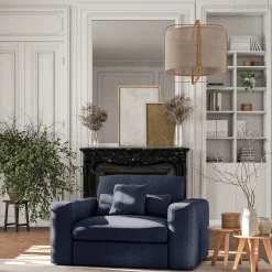 Fauteuil*alinea Fauteuil fixe en tissu chenille - marine Bleu