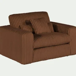 Fauteuil|Petit Canapé*alinea Fauteuil fixe en tissu côtelé - brun rustrel Marron